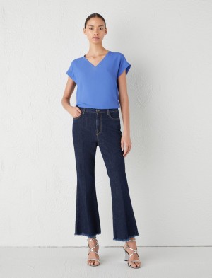 Bluzka Damskie Marella Crepe Niebieskie | Polska 286135-SQP