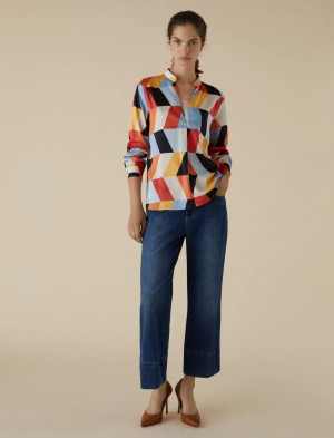 Bluzka Damskie Marella Patterned Kremowe | Polska 486935-UDR