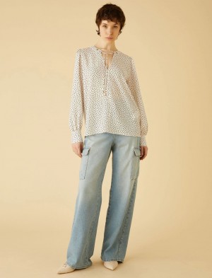 Bluzka Damskie Marella Puff-Sleeve Białe | Polska 649872-BGU
