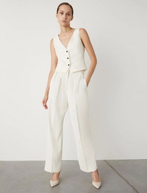 Gilet Damskie Marella Crepe Białe | Polska 159324-FGZ