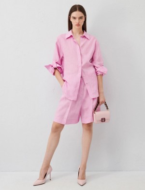 Koszule Damskie Marella Linen Różowe | Polska 803912-MPH