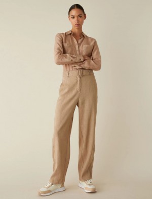 Koszule Damskie Marella Muslin Beżowe | Polska 932501-IUS