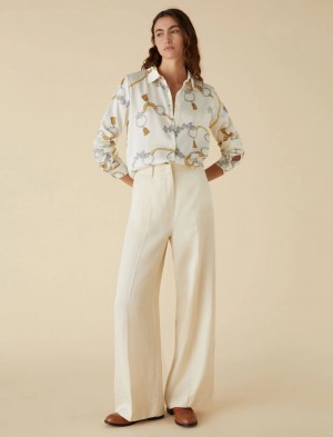 Koszule Damskie Marella Patterned Białe | Polska 296137-XCJ