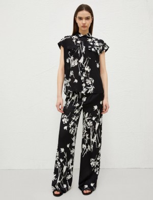 Koszule Damskie Marella Patterned Czarne | Polska 901768-GDB