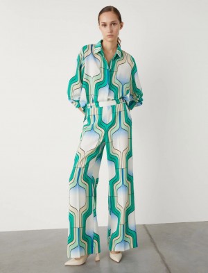 Koszule Damskie Marella Patterned Głęboka Zielone | Polska 019278-VAG