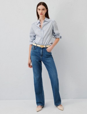 Koszule Damskie Marella Slim-Fit Głęboka Niebieskie | Polska 549210-EMG