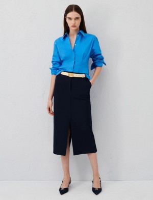 Koszule Damskie Marella Slim-Fit Jasny Niebieskie | Polska 418726-OXM