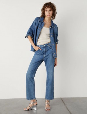 Kurtka Damskie Marella Denim Shacket Niebieskie | Polska 764823-AIV