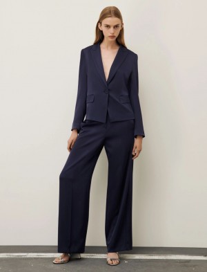 Marynarka Damskie Marella Satin Granatowe | Polska 378641-KJT
