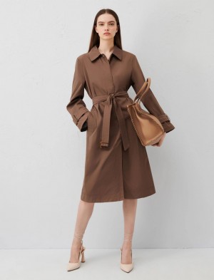 Płaszcz Damskie Marella Belted Trench Brązowe | Polska 150937-UCD