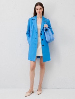 Płaszcz Damskie Marella Single-Breasted Trench Jasny Niebieskie | Polska 307961-JHW