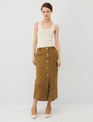 Spódnica Damskie Marella Button-Up Oliwkowe | Polska 516024-ZXS