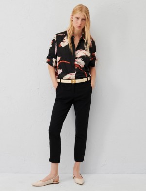 Spodnie Damskie Marella Chino Czarne | Polska 547936-MUN