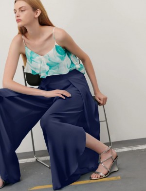 Spodnie Damskie Marella Crepe Granatowe | Polska 675983-EOI