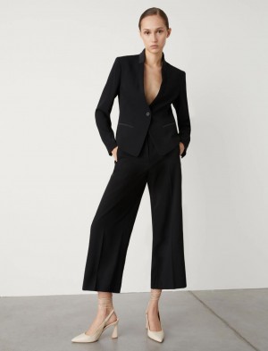 Spodnie Damskie Marella Cropped Czarne | Polska 389516-RTO