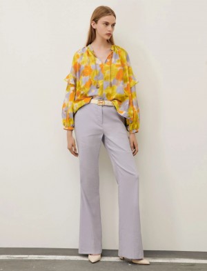 Spodnie Damskie Marella Linen-Blend Lawenda | Polska 840716-SIK
