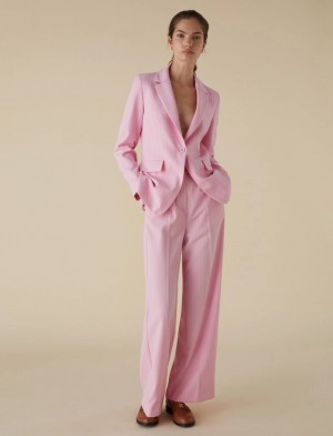 Spodnie Damskie Marella Pinstripe Różowe | Polska 390842-KNI