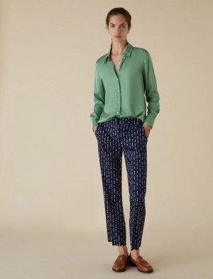 Spodnie Damskie Marella Satin Niebieskie | Polska 796018-CGK