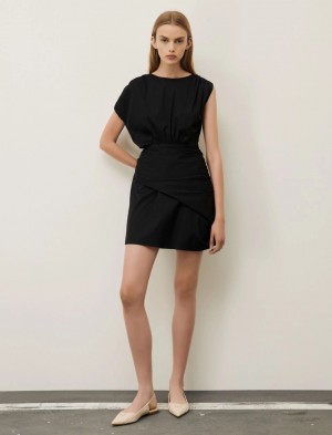Sukienka Damskie Marella Draped Czarne | Polska 491582-GZB