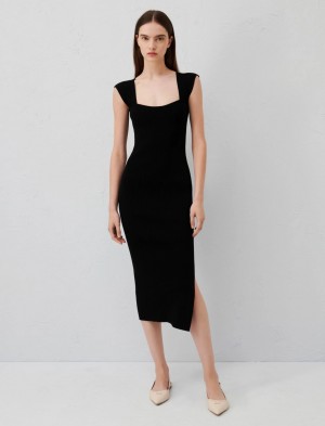 Sukienka Damskie Marella Knit Czarne | Polska 659408-JTP