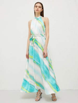 Sukienka Damskie Marella Long Turkusowe | Polska 635012-SRN