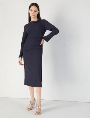 Sukienka Damskie Marella Midi Granatowe | Polska 961783-SHC