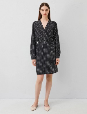 Sukienka Damskie Marella Patterned Czarne | Polska 219830-DXE