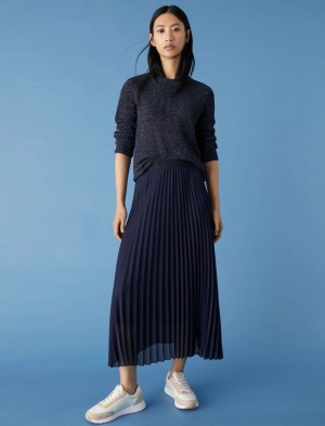 Sweter Damskie Marella Lurex Niebieskie | Polska 903851-XZQ