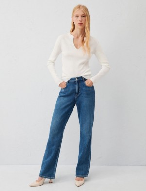 Sweter Damskie Marella Rib-Knit Białe | Polska 094157-TVL