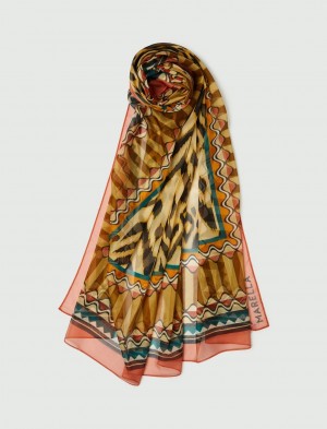 Szalik Damskie Marella Silk Brązowe | Polska 025186-HZQ
