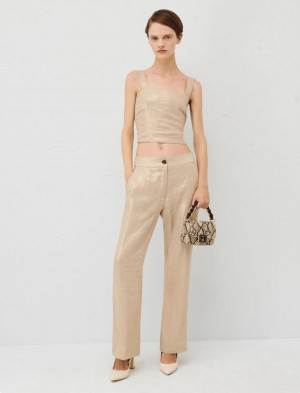Top Damskie Marella Linen Brązowe | Polska 549832-NDW