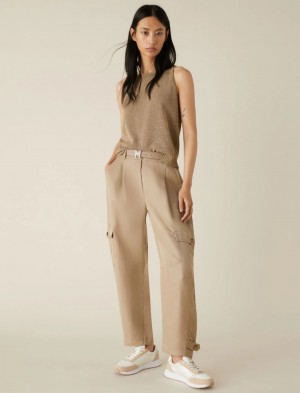 Top Damskie Marella Lurex Beżowe | Polska 467105-YTC