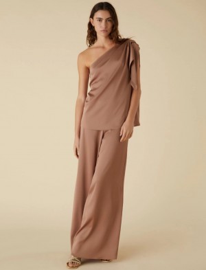 Top Damskie Marella One-Shoulder Złote | Polska 087965-MHU