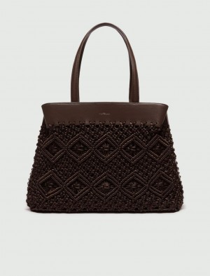 Torby Tote Damskie Marella Shopping Ciemny Brązowe | Polska 523618-MJZ