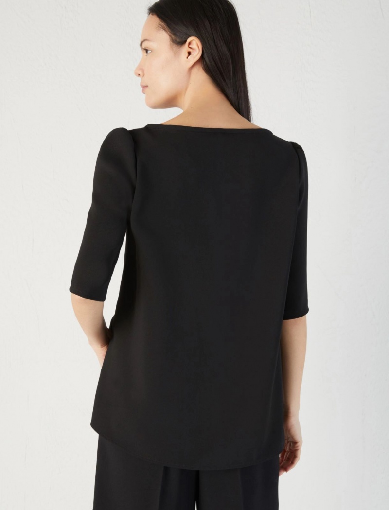 Bluzka Damskie Marella Crepe Czarne | Polska 630281-BPN