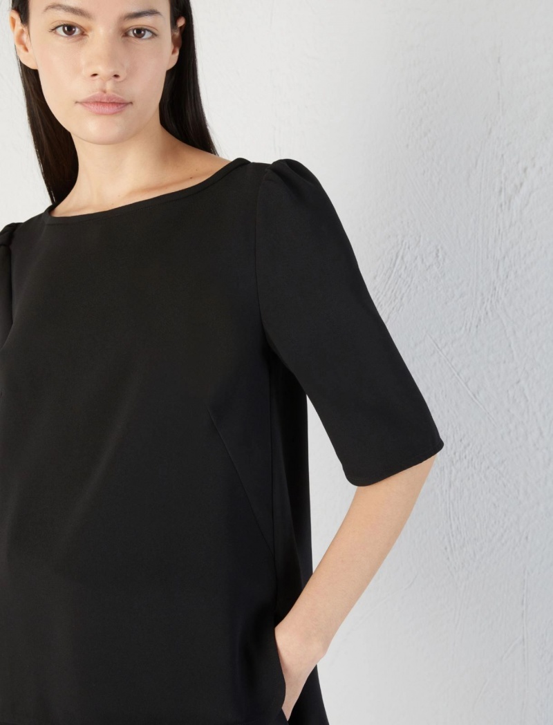 Bluzka Damskie Marella Crepe Czarne | Polska 630281-BPN