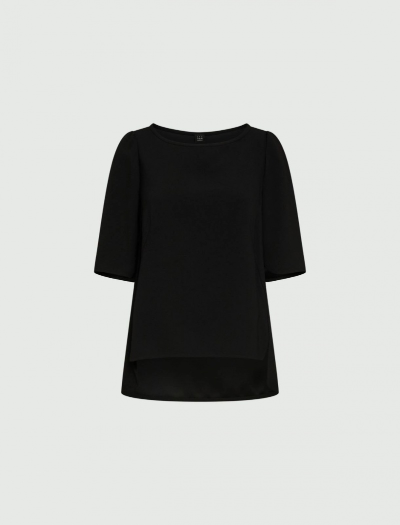 Bluzka Damskie Marella Crepe Czarne | Polska 630281-BPN
