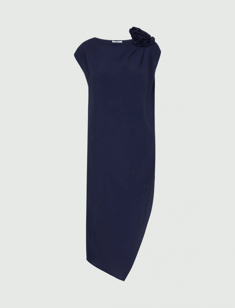 Bluzka Damskie Marella Crepe Maxi Granatowe | Polska 840176-EZB
