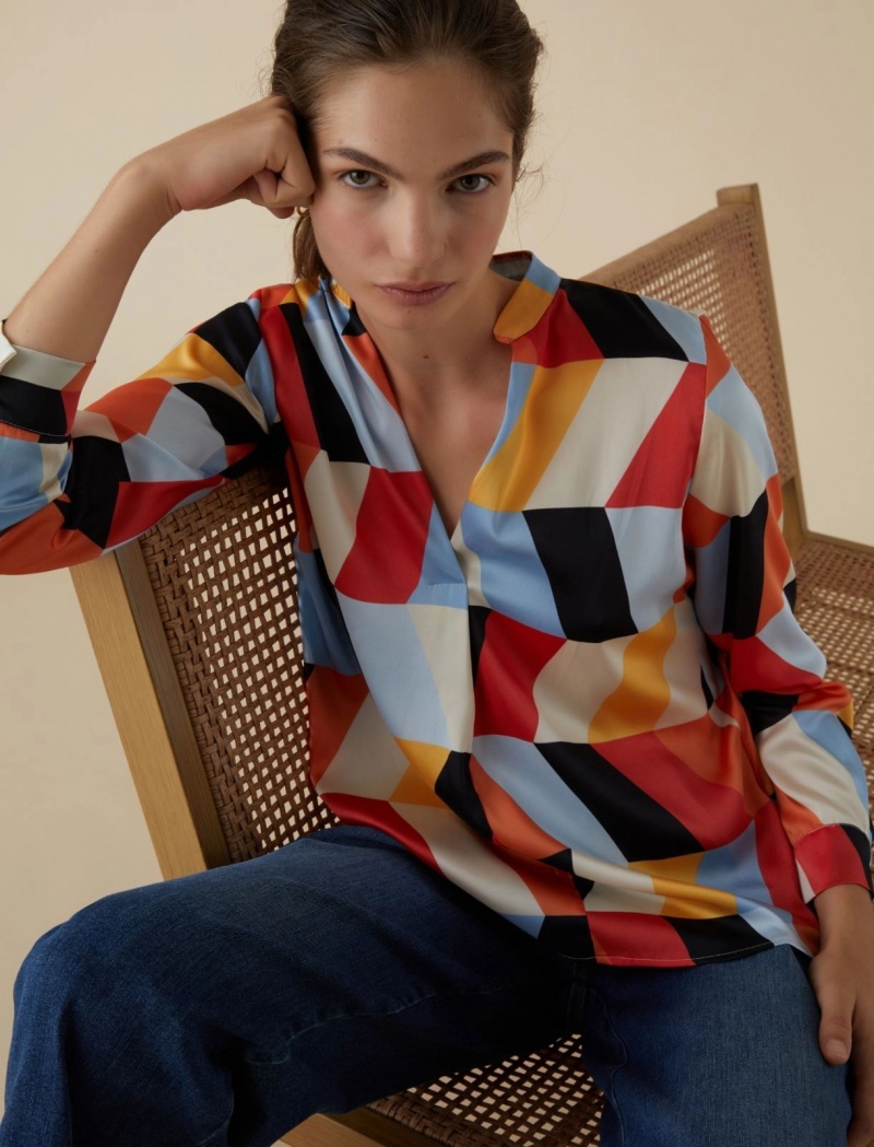 Bluzka Damskie Marella Patterned Kremowe | Polska 486935-UDR