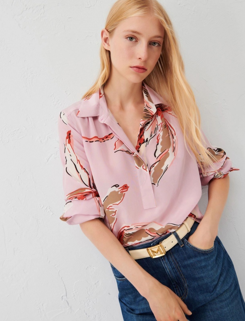 Bluzka Damskie Marella Patterned Różowe | Polska 253179-KYM