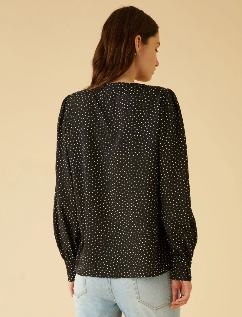 Bluzka Damskie Marella Puff-Sleeve Czarne | Polska 920136-EFY