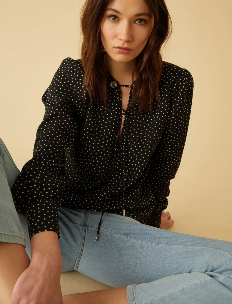 Bluzka Damskie Marella Puff-Sleeve Czarne | Polska 920136-EFY