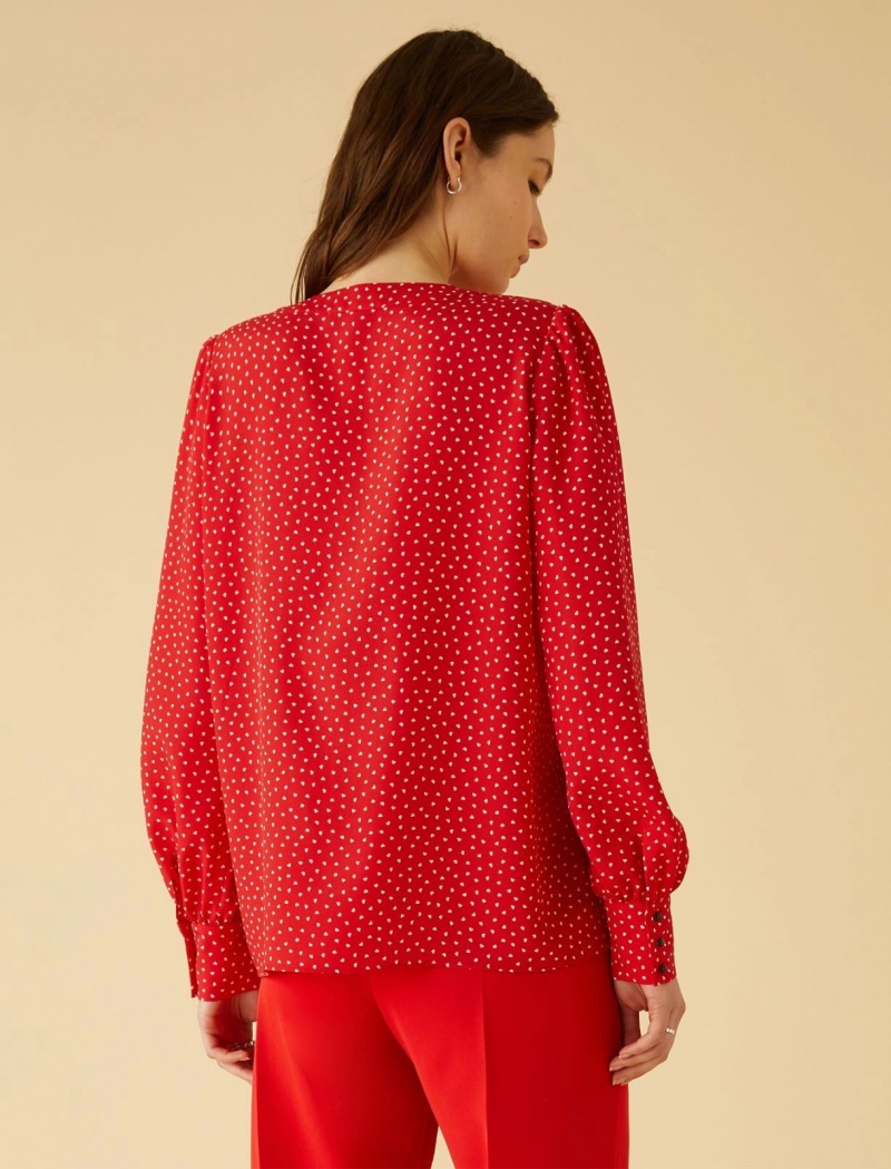 Bluzka Damskie Marella Puff-Sleeve Czerwone | Polska 270135-KFO
