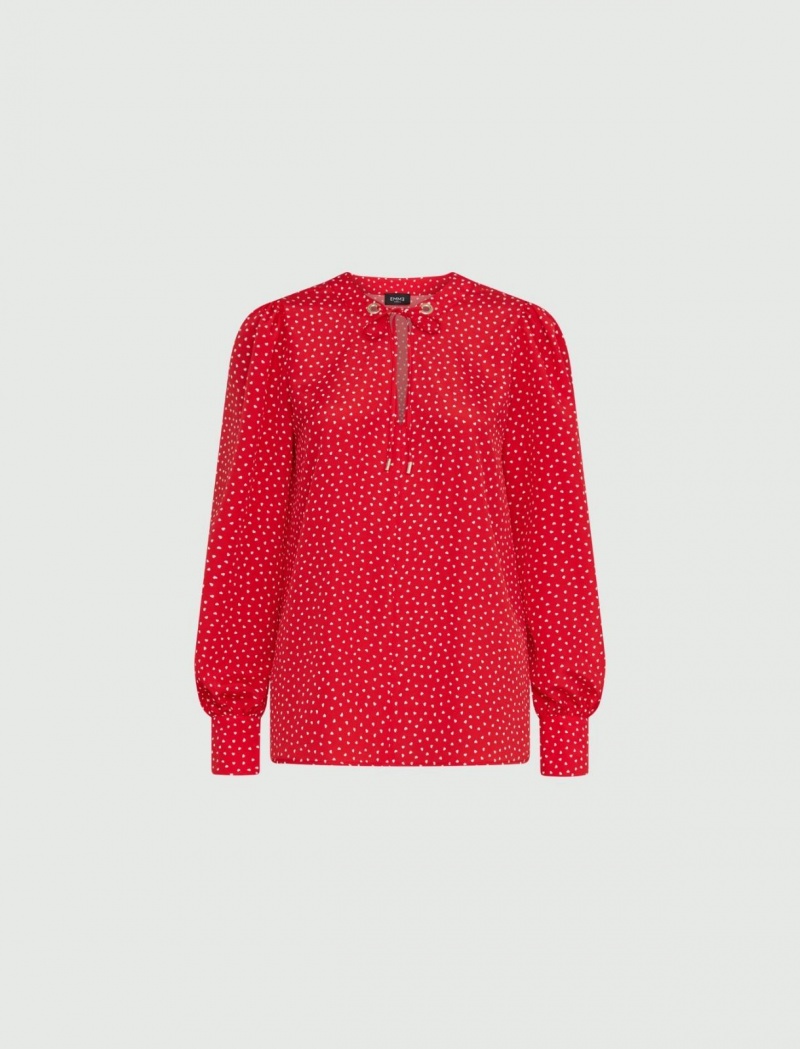 Bluzka Damskie Marella Puff-Sleeve Czerwone | Polska 270135-KFO