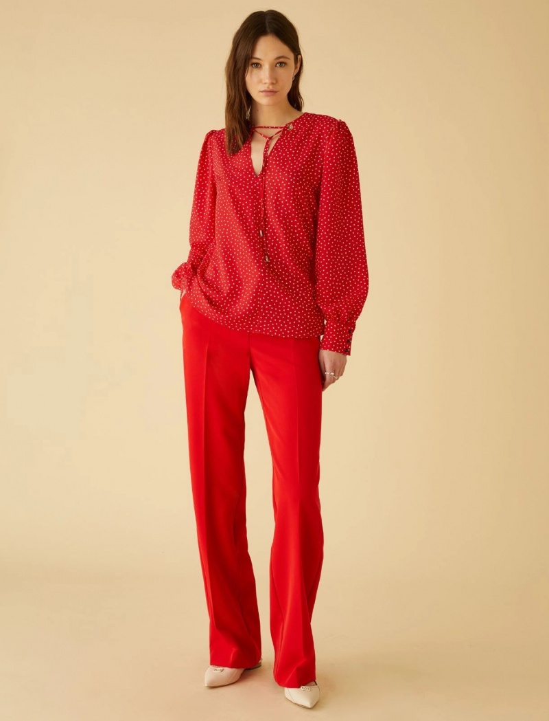 Bluzka Damskie Marella Puff-Sleeve Czerwone | Polska 270135-KFO