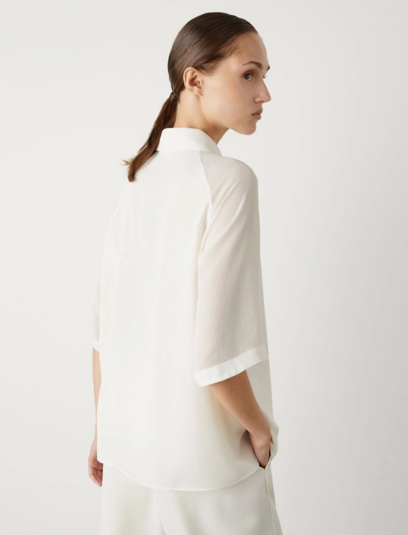 Bluzka Damskie Marella Satin Białe | Polska 594103-PRG