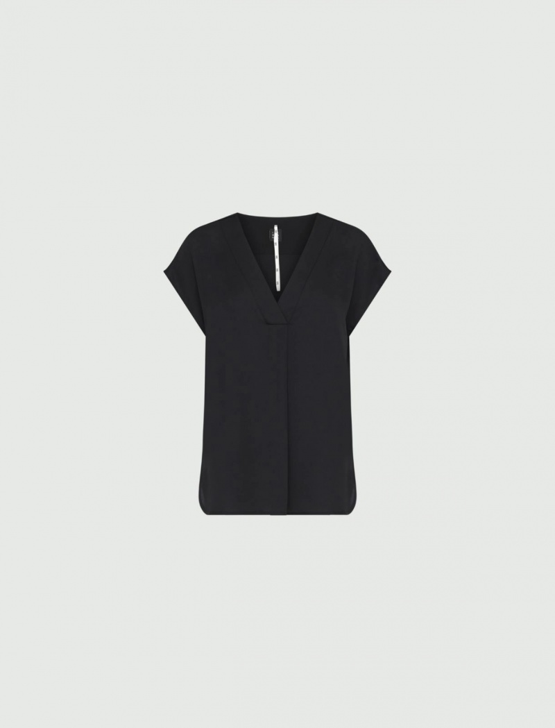 Bluzka Damskie Marella Satin Czarne | Polska 604837-DTL