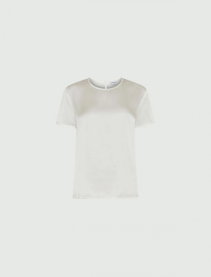 Bluzka Damskie Marella Silk T Białe | Polska 120897-VRN