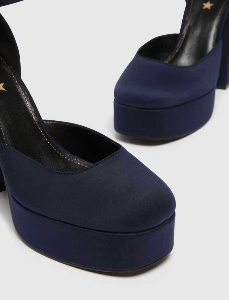 Buty Damskie Marella Platformie Court Granatowe | Polska 417923-FWZ