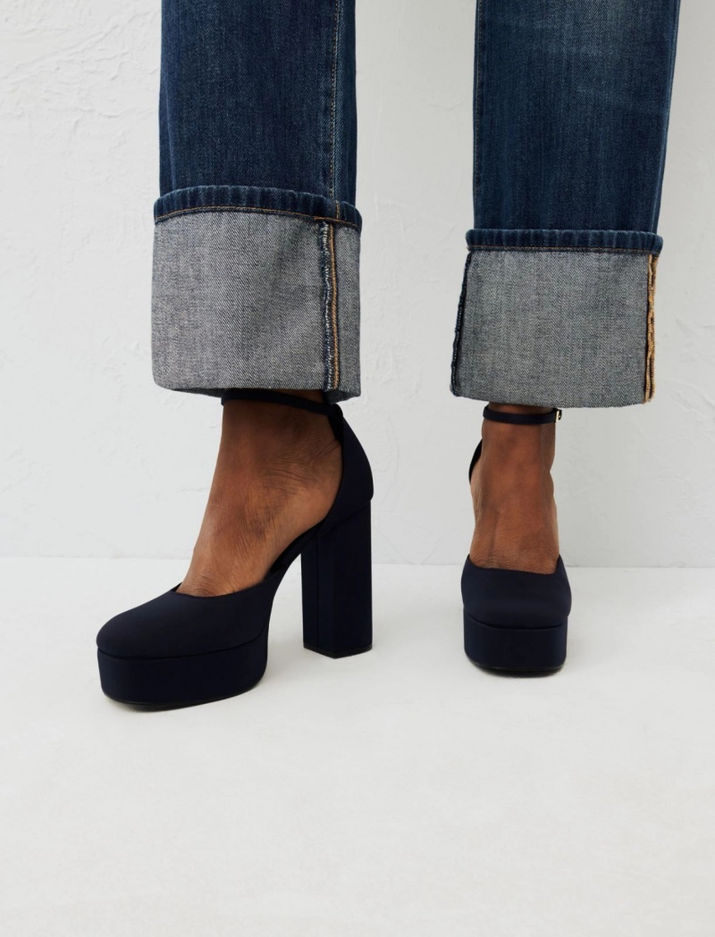 Buty Damskie Marella Platformie Court Granatowe | Polska 417923-FWZ